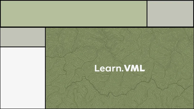 Learn.VML title card on a map-topography texture