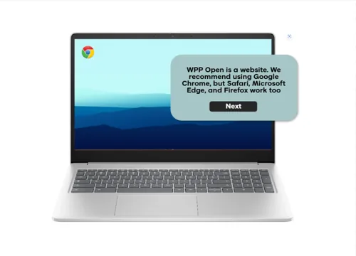 Original simulation: a square screenshot on a generic laptop with a teal dialog